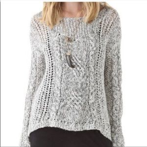 Free People Gray West End Cable Knit Sweater